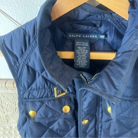 Ralph Lauren Polo Sport Preppy Prep Y2K Quilted Navy Blue Fisherman Vest Medium - Picture 4 of 7